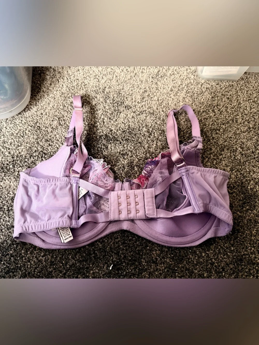 Victoria’s Secret Floral Embroidered Demi Bra 36DD Lavender Pink Mesh - Picture 4 of 6